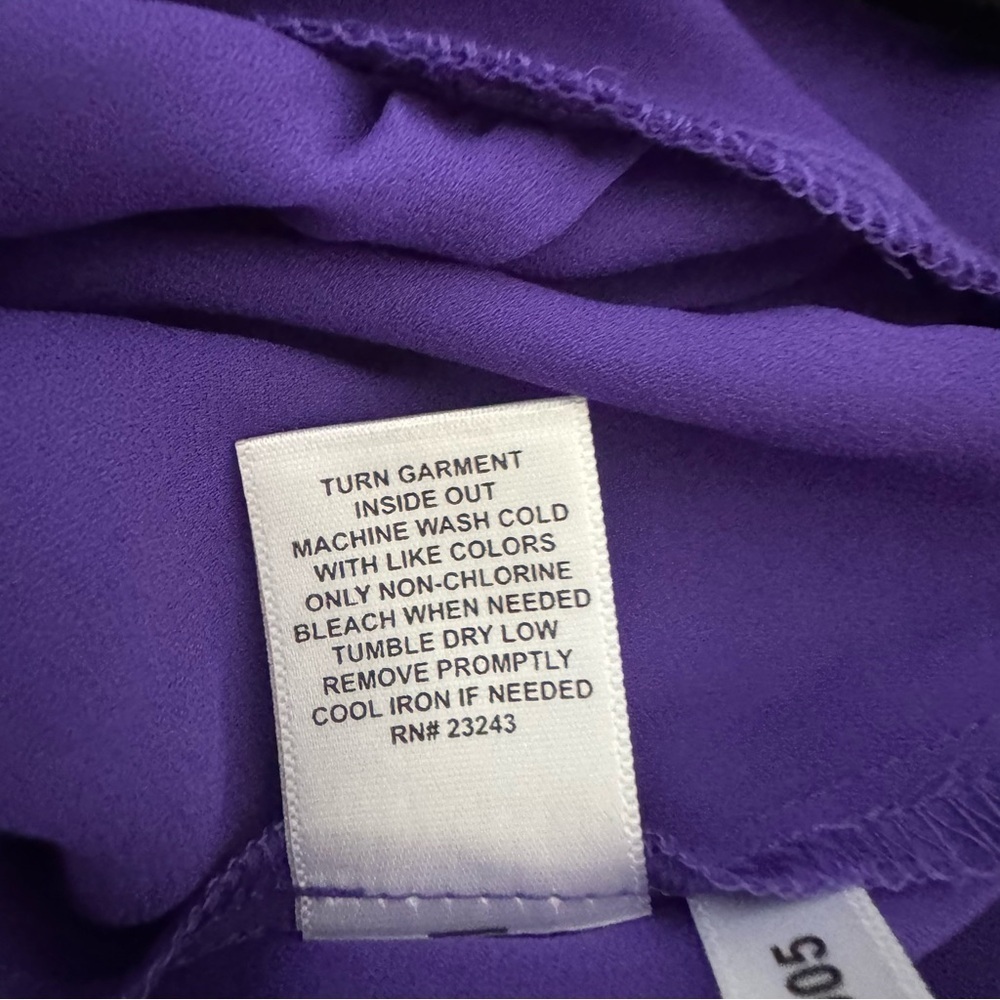 NY Collection Deep Purple V-Neck Button Front Blouse - Picture 8 of 8